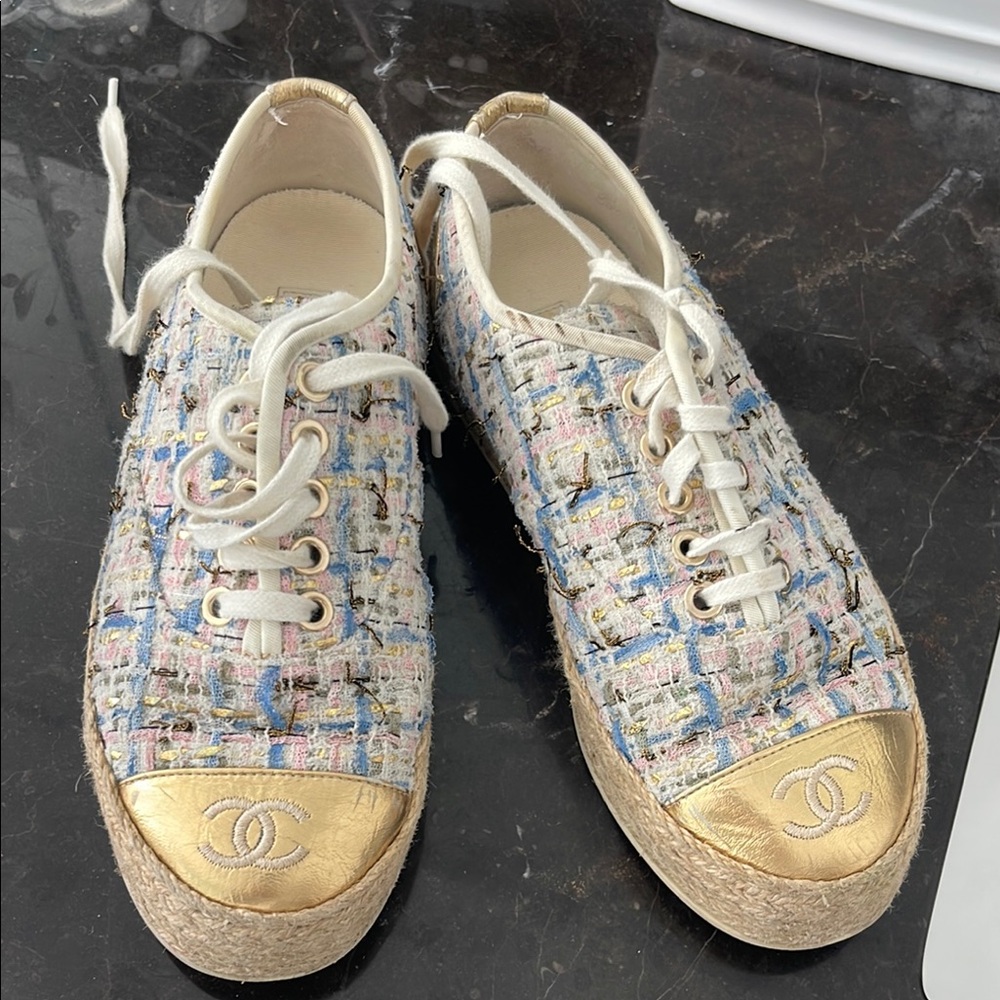 Chanel Women's Multicolor Tweed Sneakers